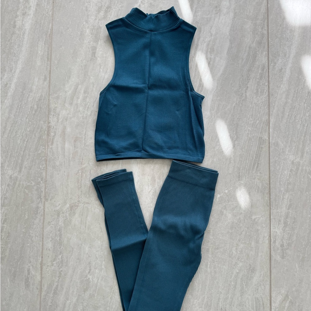 ZARA Lounge Ribbed Set - Blue - Picture 2 of 6